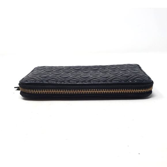 Tory Burch Fleming Zip Continental Wallet Quilted Soft Leather Black One Size - Picture 3 of 12